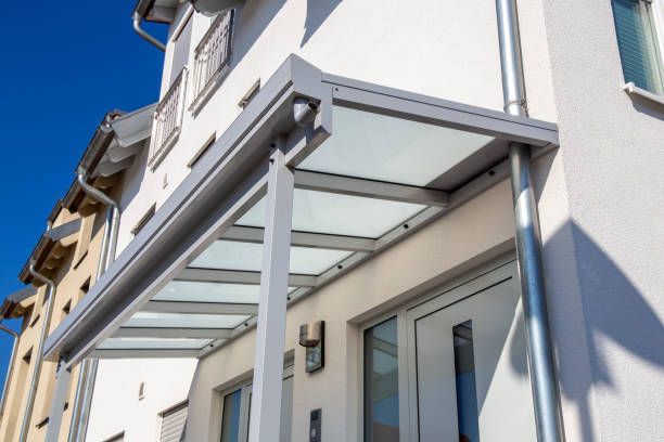 istock New glass canopy on a residential building 1340421959