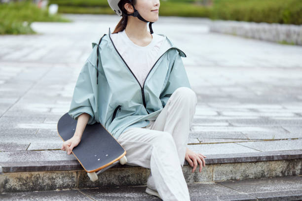 istock Skateboard and Japanese Women 1340423073