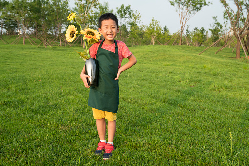Boy and flowers