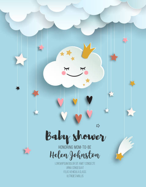 kartka z życzeniami baby shower. - concepts vector cartoon snow stock illustrations