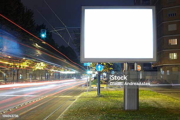 Billboard In The Street At Night Stock Photo - Download Image Now - Billboard, City, Night