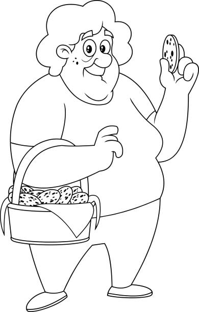 Outlined Happy Grandma Cartoon Character With A Basket Of Homemade Cookies  Stock Illustration - Download Image Now - iStock