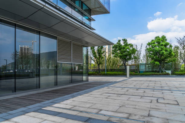 istock empty brick road near by office building, china 1340441366
