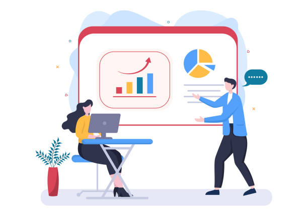 istock Sales Team with Financial Business Growth Development from People Working and Brainstorming. Analytics of Company Information Vector Illustration 1340441425