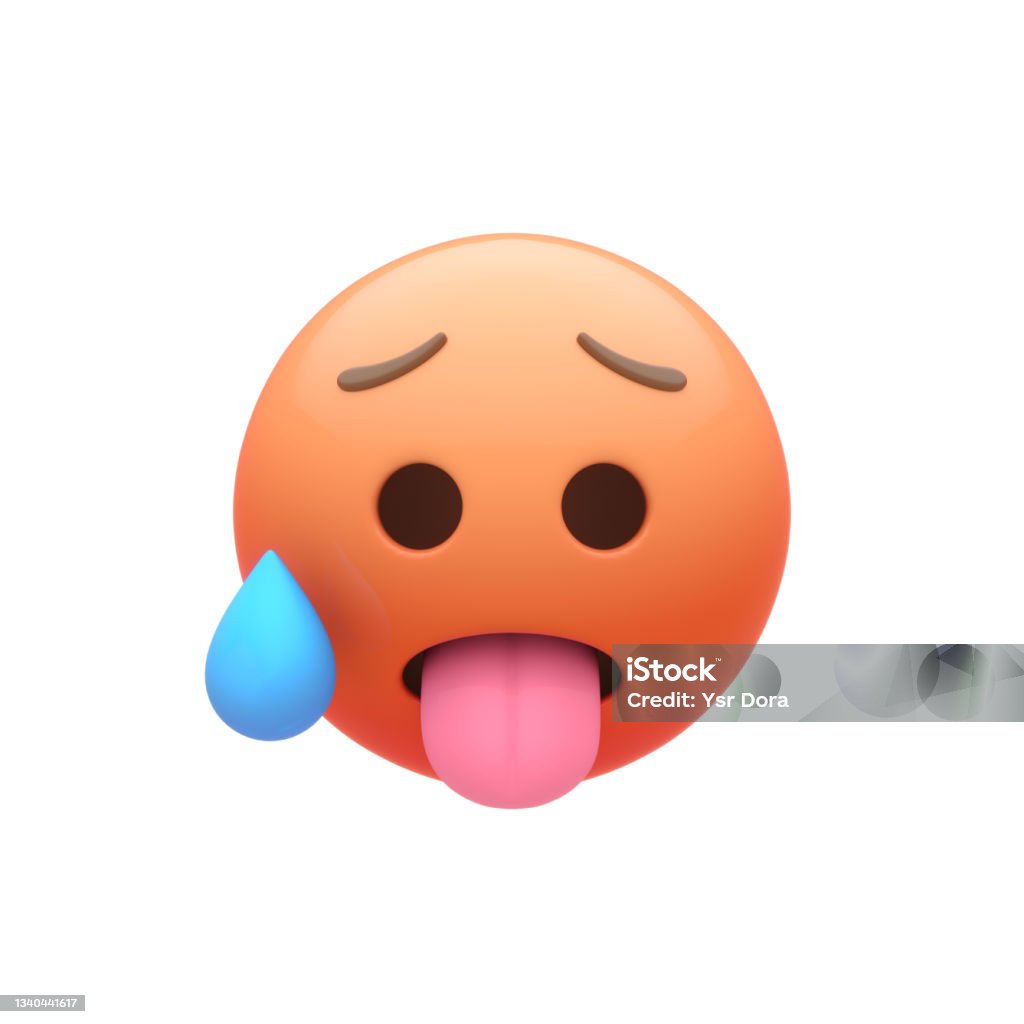 Hot Smiley Face 3D Generated Emoji Heat - Temperature Stock Photo