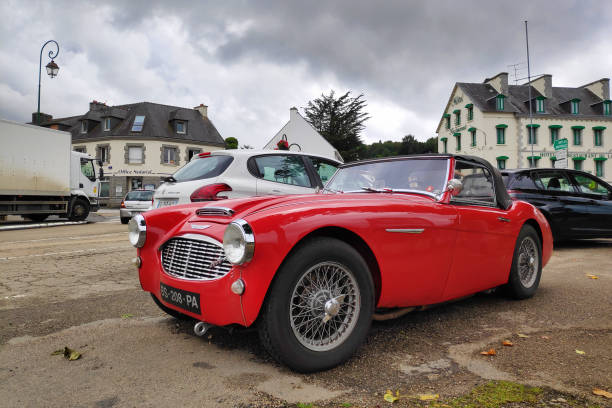 red austin-healey 3000 - healey imagens e fotografias de stock