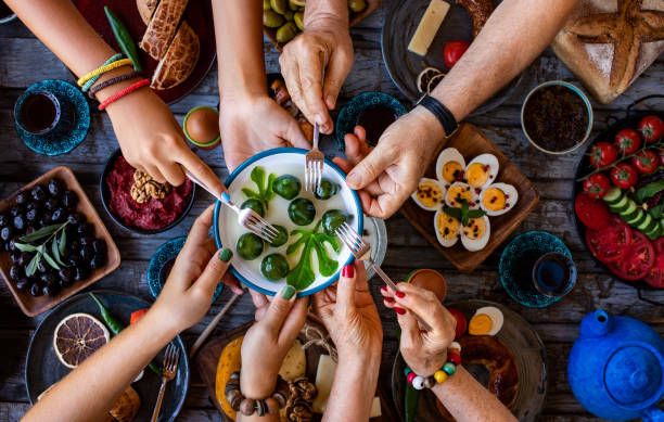 istock Close up view of breakfast table with fig jam 1340448372
