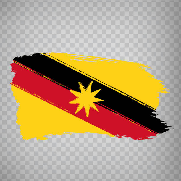 illustrations, cliparts, dessins animés et icônes de flag sarawak coups de pinceau. signalez l’état sarawak sur un arrière-plan transparent pour la conception de votre site web, votre application et votre interface utilisateur. malaisie. eps10. - sarawak state