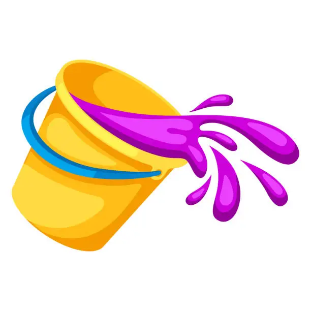 Vector illustration of Illustration of buckets with paint. Image for Happy Holi.