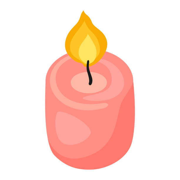 illustrazioni stock, clip art, cartoni animati e icone di tendenza di illustrazione della candela accesa. icona per il design e la decorazione. - candle tea light candlelight flame