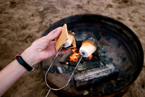 Warm, toasted marshmallows with graham crackers and chocolate over a hot campfire. Mmmmmm....