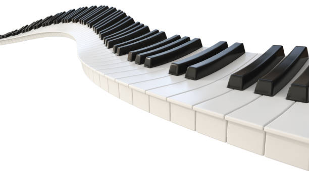 curvy piano keys - noter isolated on white bildbanksfoton och bilder