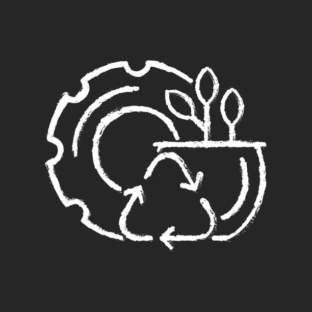 illustrations, cliparts, dessins animés et icônes de jardinières en caoutchouc recyclé icône blanc craie sur fond sombre - tire recycling recycling symbol transportation