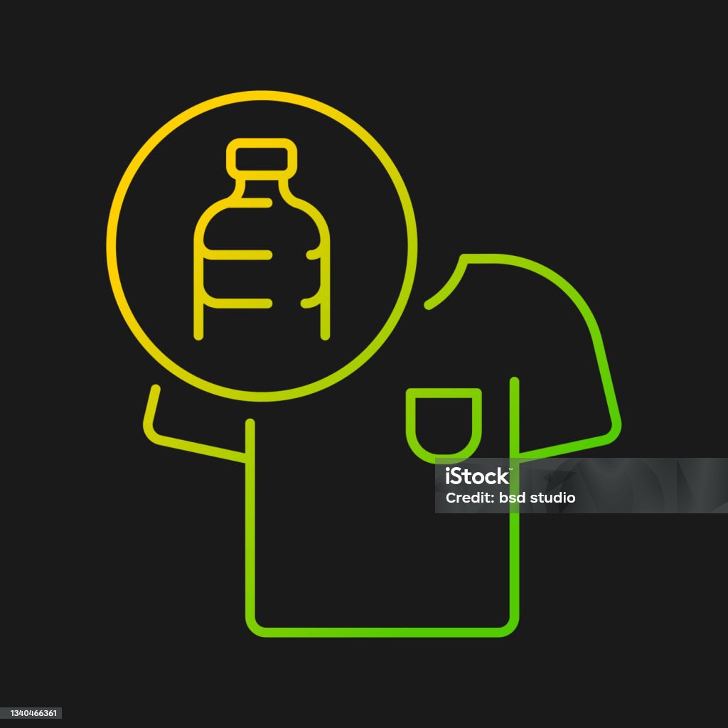 Clothes made from plastic bottles gradient vector icon for dark theme Clothes made from plastic bottles gradient vector icon for dark theme. Sustainable clothing item. Eco fashion. Thin line color symbol. Modern style pictogram. Vector isolated outline drawing Art stock vector Clothes made from plastic bottles gradient vector icon for dark theme Clothes made from plastic bottles gradient vector icon for dark theme. Sustainable clothing item. Eco fashion. Thin line color symbol. Modern style pictogram. Vector isolated outline drawing Art stock vector