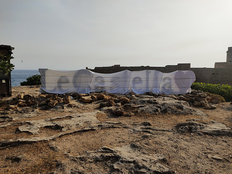 Le Castella sculpture made of rock of the letters