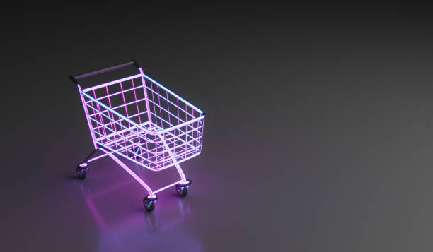istock neon shopping cart on black background 1340470013