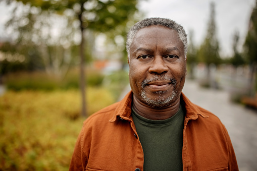 Outdoor portrait of senior black man