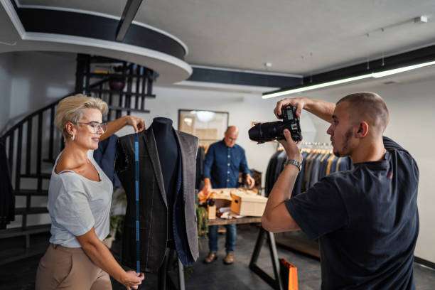 istock Photo session in a tailor's salon 1340472639