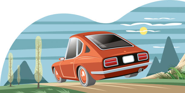 Travelling sport car vector art illustration