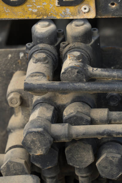istock Rusty bolts and nuts of pipeline 1340483248