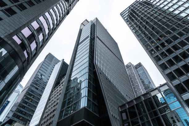 istock Hong Kong Skyscrapers upon overcast sky prior rainstorm; 1340491368