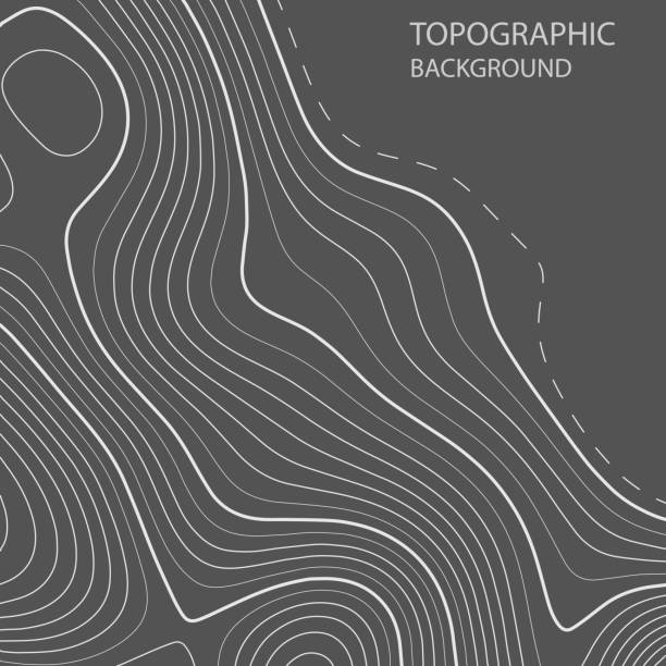 mobiletopographic map. gray outlines on a dark background. contour abstract background. vector illustration. - 等高線 幅插畫檔、美工圖案、卡通及圖標