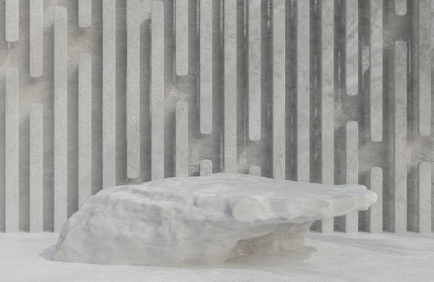 istock Grey stone podium for product presentation on stone wall background luxury style.,3d model and illustration. 1340494975