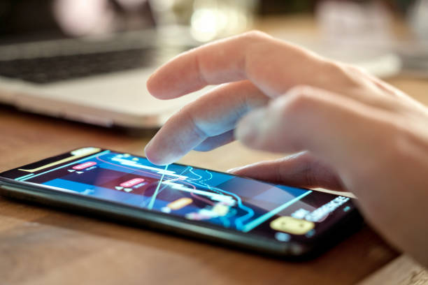 istock Mobile trading And investing Financial Background 1340497679
