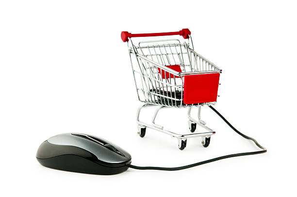 istock Internet online shopping concept with computer and cart 134049855