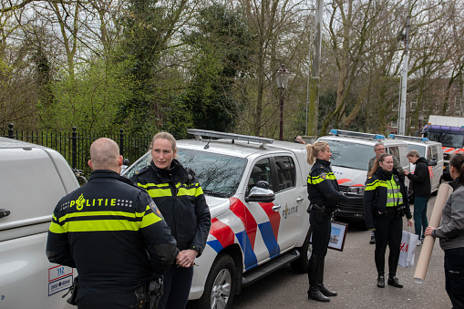 Police At Work At Amsterdam The Netherlands 18-3-2020
