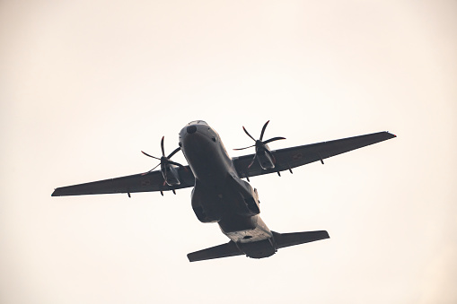 CASA C-295 of the Polish air force flying in mid air.