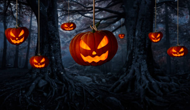 istock Halloween pumpkin in the forest 1340502870