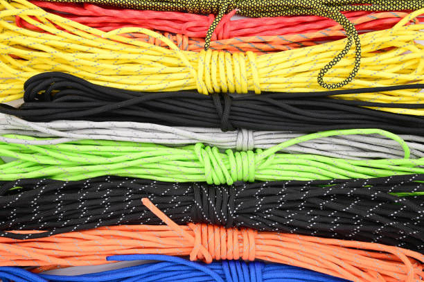 Several skeins of colored paracord for weaving.
