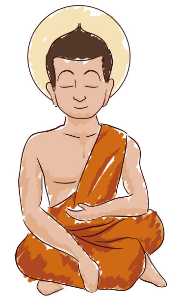 Drawing Of Buddha Meditating Painted In Watercolor Style Stock Illustration  - Download Image Now - iStock
