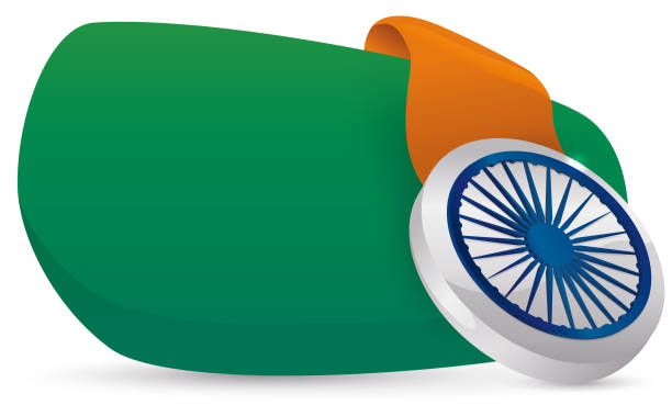 istock Design with Indian flag colors and medal with Ashoka symbol 1340512021