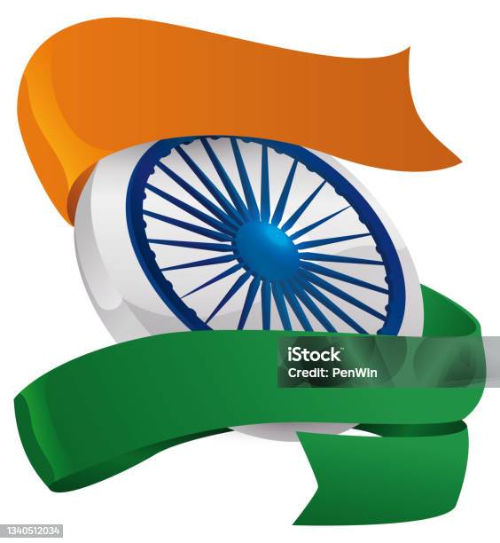 Ashoka Chakra In Medal Wrapped With India Flag Stock Illustration - Download  Image Now - Ashoka Chakra, Award Ribbon, Spinning - iStock