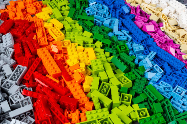 istock top view pile of many various colorful rainbow colored stackable plastic toy bricks. childhood education development concept 1340512105