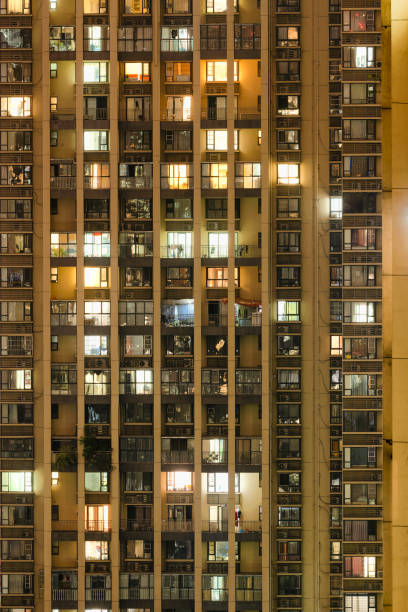 istock Dense city buildings at night 1340514495