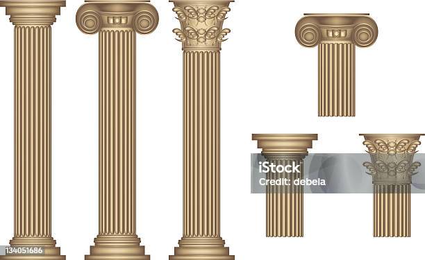 Golden Colunas - Arte vetorial de stock e mais imagens de Coluna arquitetónica - Coluna arquitetónica, Romano, Arcaico