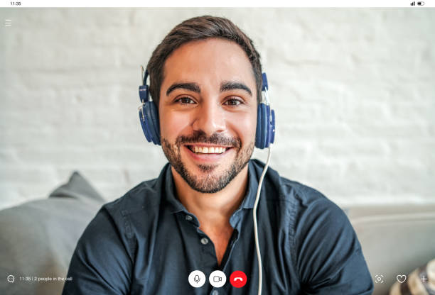 istock Young businessman on a work video call while staying at home. 1340518978