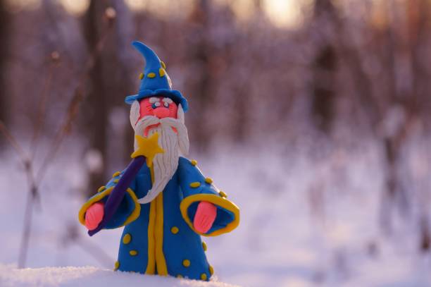 istock Figure of a wizard in the winter forest. 1340521087