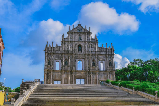 rovine di macao della cattedrale di san paolo - unesco world heritage site macao church stone foto e immagini stock