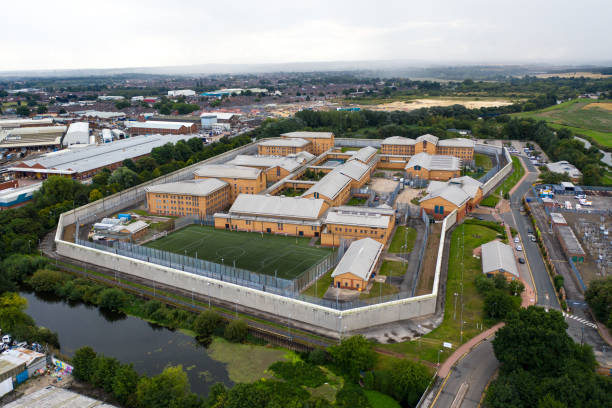 Aerial view of HMP Doncaster and YOI prison Doncaster, UK - September 10, 2021.  An aerial view of HMP Doncaster prison which is run for the government by Serco doncaster photos stock pictures, royalty-free photos & images