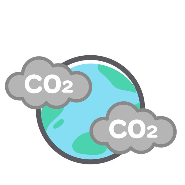 co2에 의해 오염에 지구의 그림 - global warming pollution deforestation carbon dioxide stock illustrations