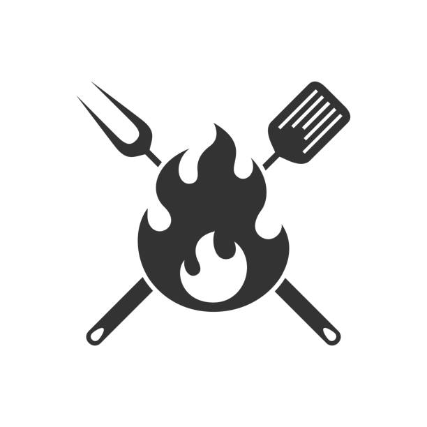 ilustraciones, imágenes clip art, dibujos animados e iconos de stock de logotipo de barbacoa - computer graphic meat barbecue chicken food