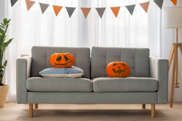 istock Carving pumpkin on the sofa 1340534678