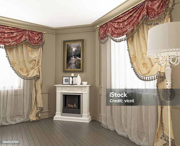 Modern Classic Interior Stock Photo - Download Image Now - Apartment, Architecture, Curtain