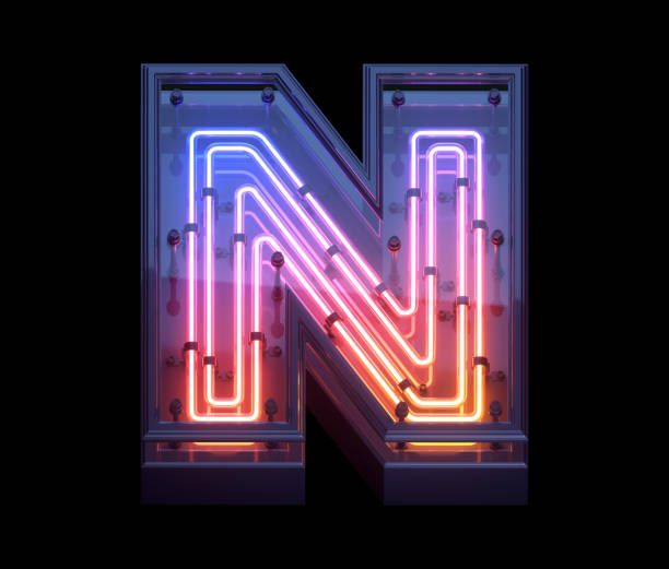 istock Neon Game font. Letter N. 1340537394