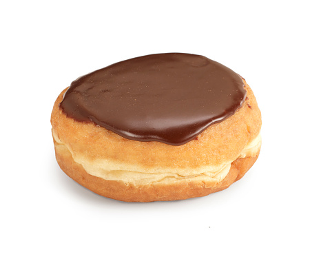 An isolated image of Boston Cream Donut on white