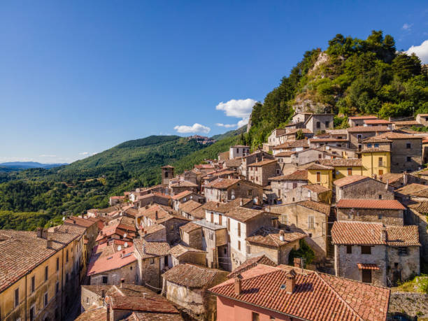 istock Ancient Italian medieval village perched on a mountain 1340542458